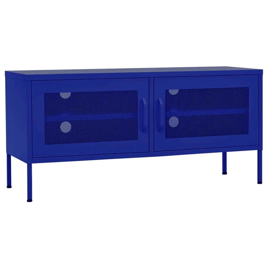 Meuble TV Bleu marine 105x35x50 cm Acier - 2