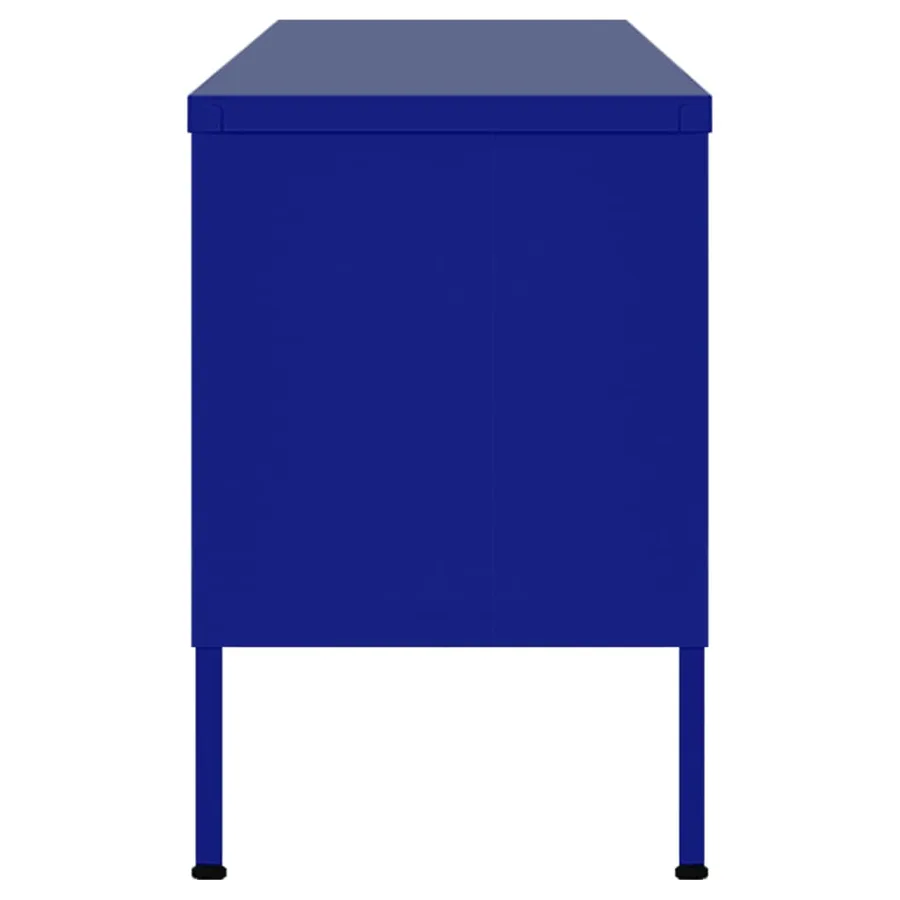 Meuble TV Bleu marine 105x35x50 cm Acier - 4