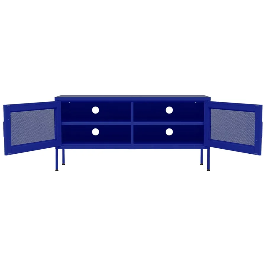 Meuble TV Bleu marine 105x35x50 cm Acier - 6