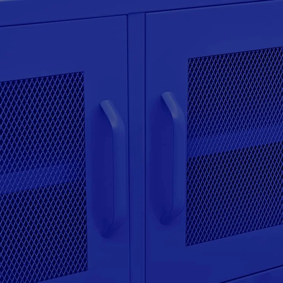 Meuble TV Bleu marine 105x35x50 cm Acier - 8