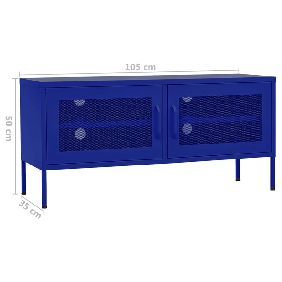 Meuble TV Bleu marine 105x35x50 cm Acier - 9