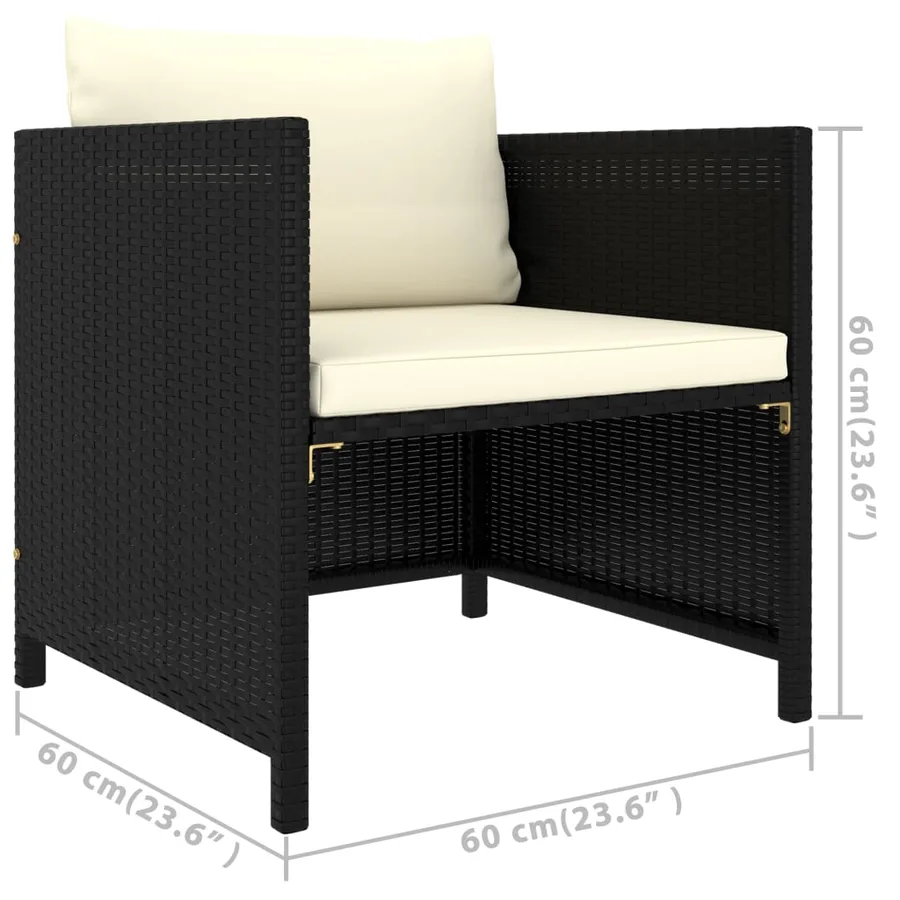 Salon de jardin 6 pcs avec coussins Résine tressée Noir - 10