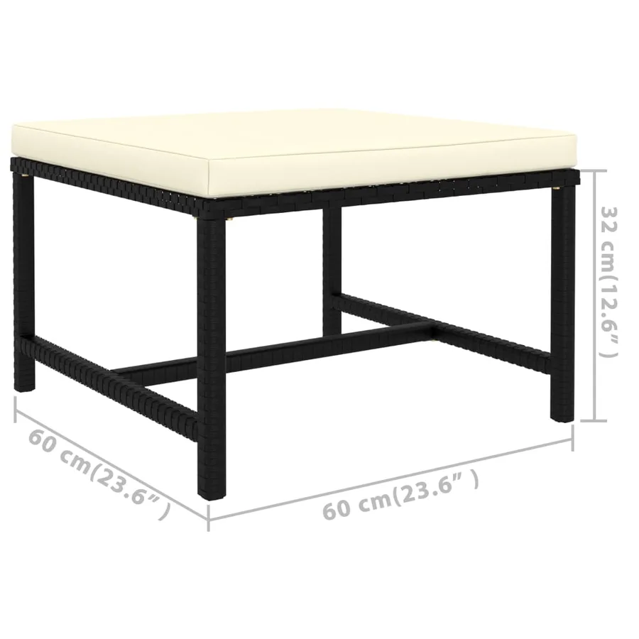 Salon de jardin 6 pcs avec coussins Résine tressée Noir - 12
