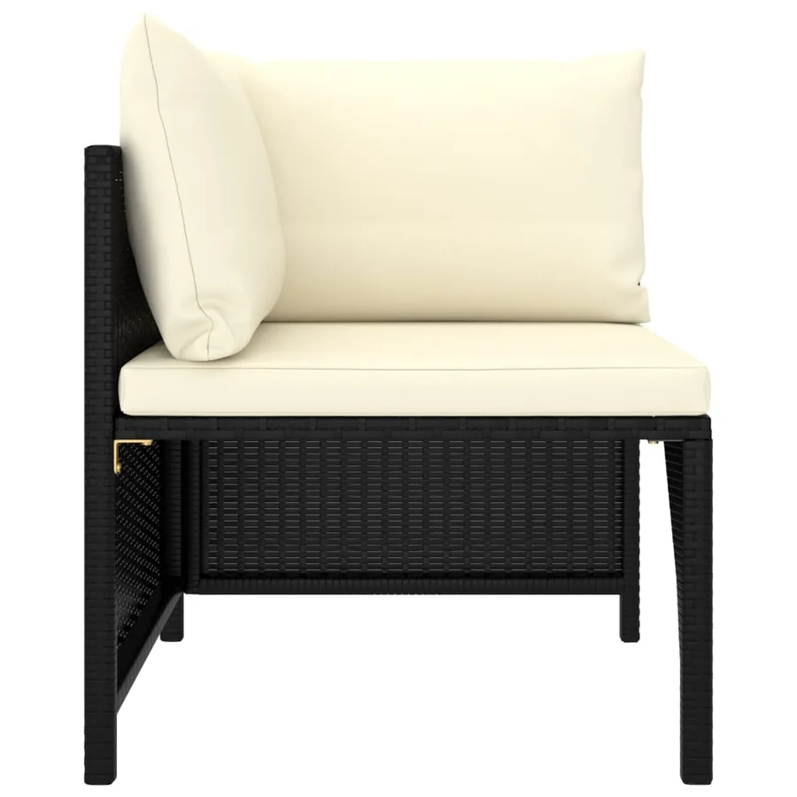 Salon de jardin 6 pcs avec coussins Résine tressée Noir - 13