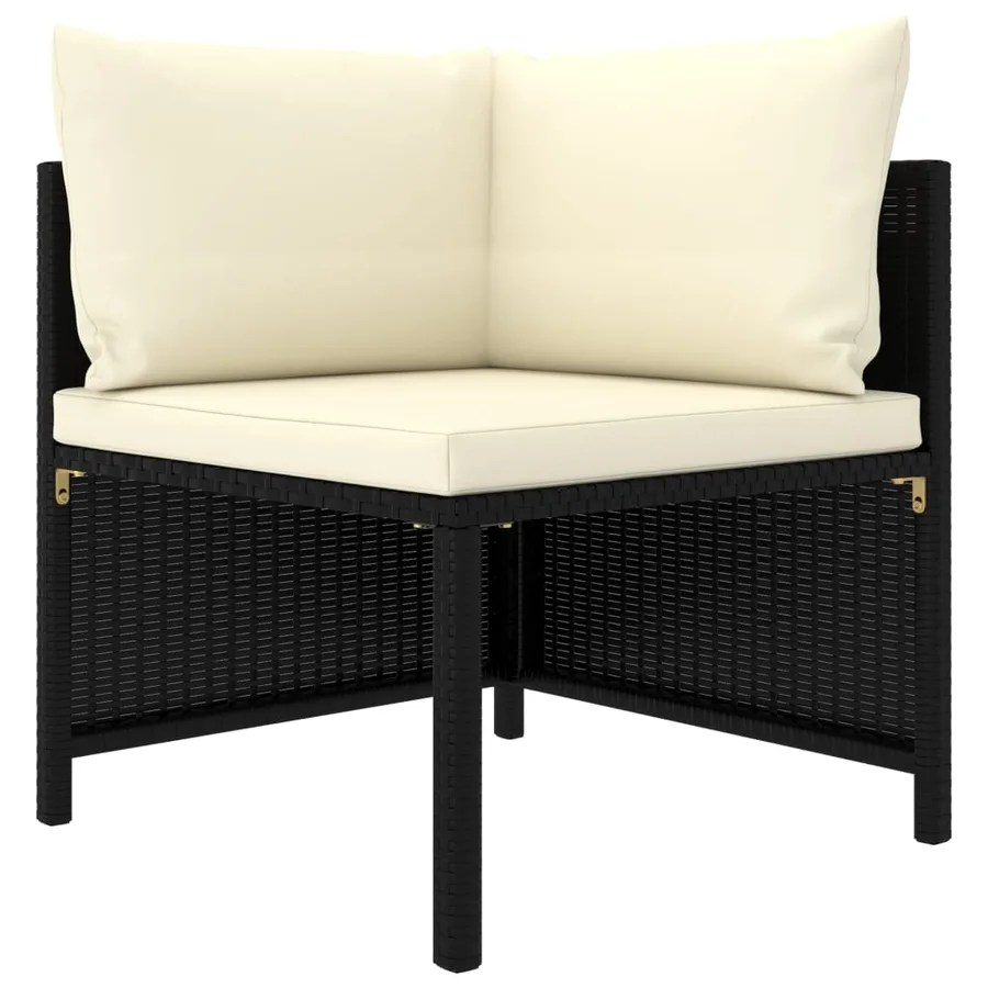 Salon de jardin 6 pcs avec coussins Résine tressée Noir - 3