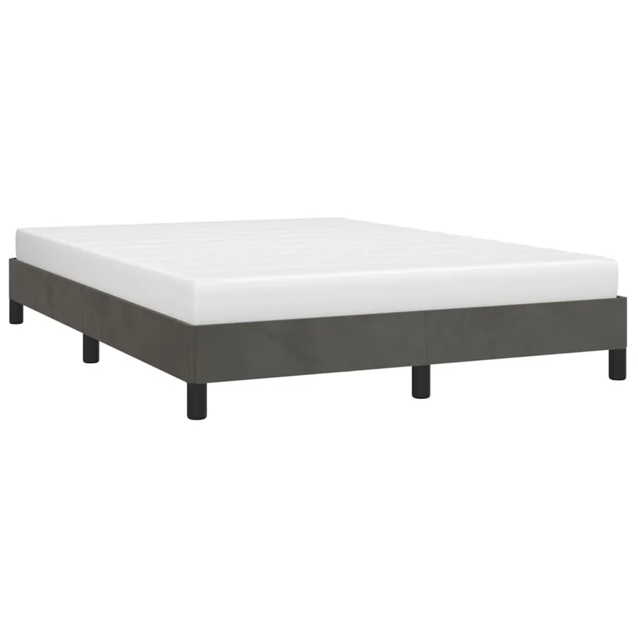 Cadre de lit sans matelas gris foncé 140x190 cm velours - 4