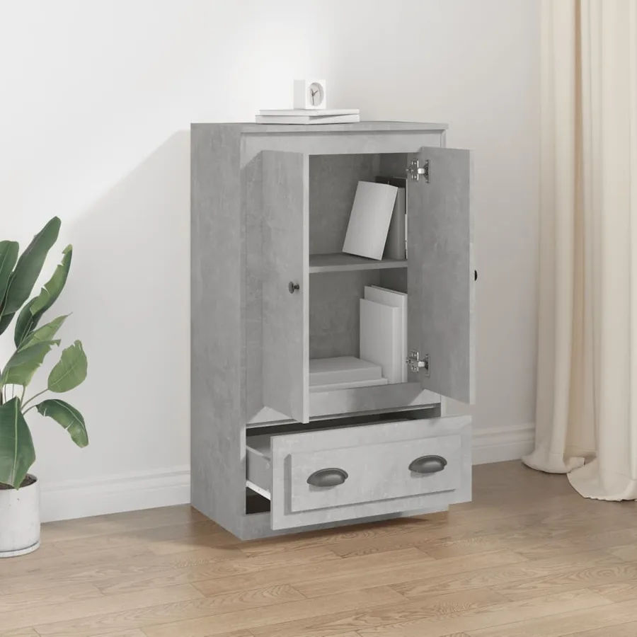 Buffet haut gris béton 60x35,5x103,5 cm bois d'ingénierie - 3