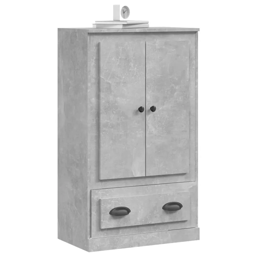 Buffet haut gris béton 60x35,5x103,5 cm bois d'ingénierie - 4