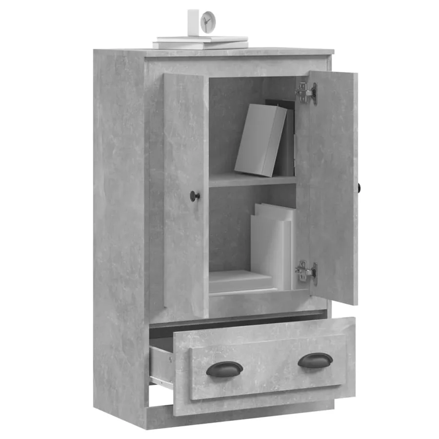 Buffet haut gris béton 60x35,5x103,5 cm bois d'ingénierie - 5