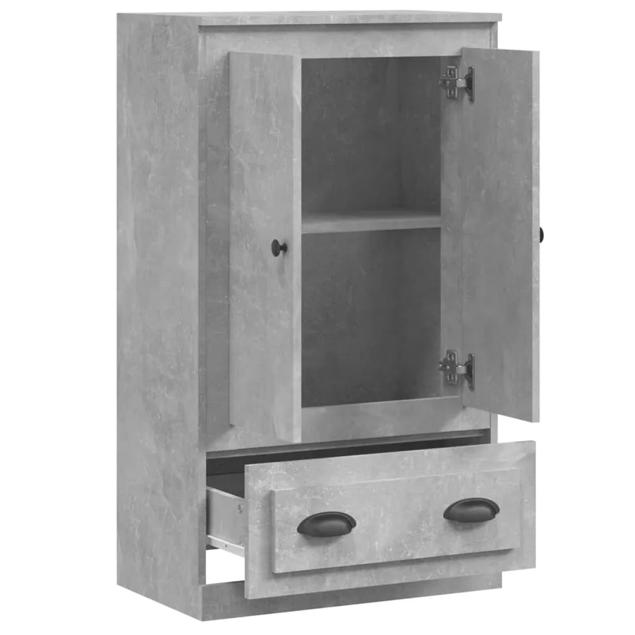 Buffet haut gris béton 60x35,5x103,5 cm bois d'ingénierie - 8