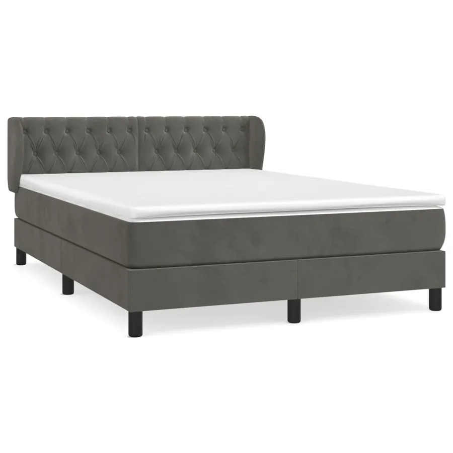 Sommier à lattes de lit et matelas Gris foncé 140x190cm Velours - 2