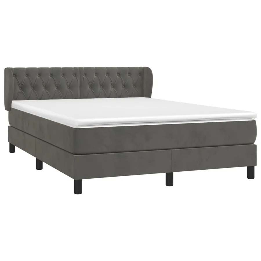 Sommier à lattes de lit et matelas Gris foncé 140x190cm Velours - 3
