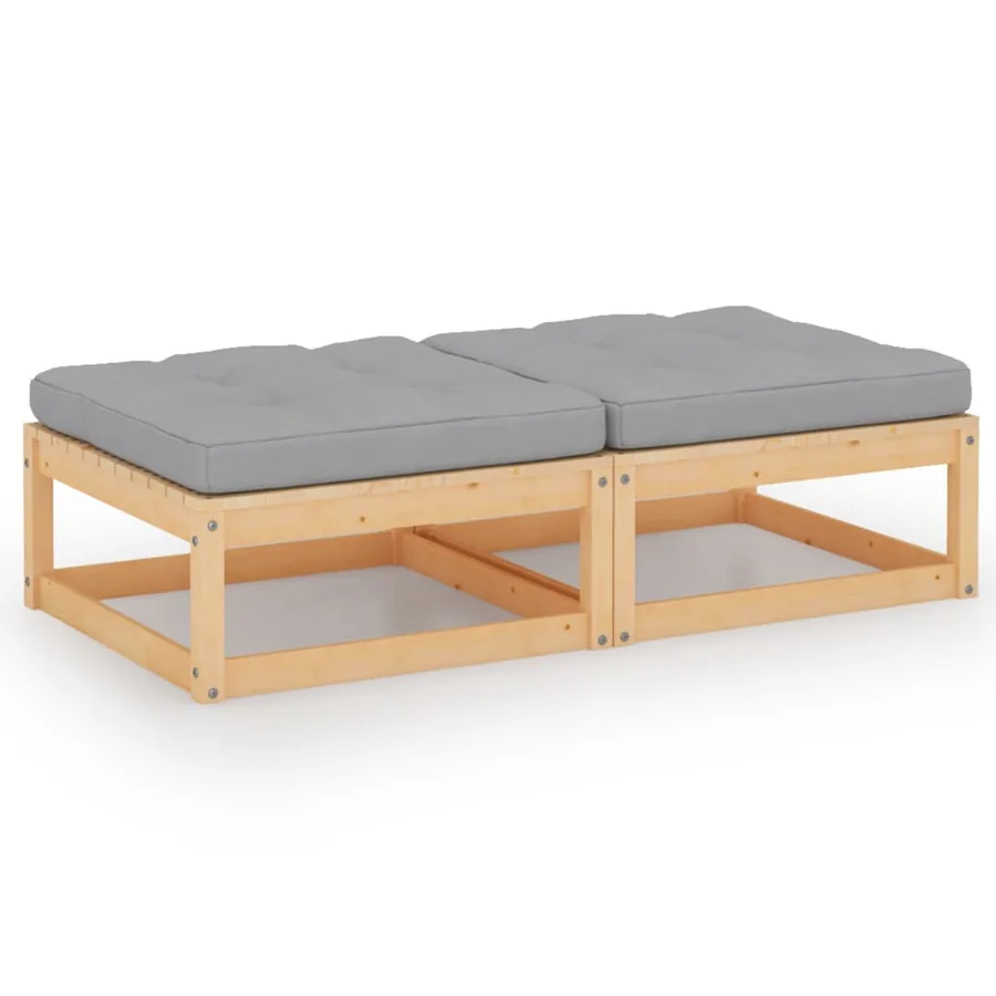Repose-pieds de jardin avec coussins lot de 2 Bois pin solide