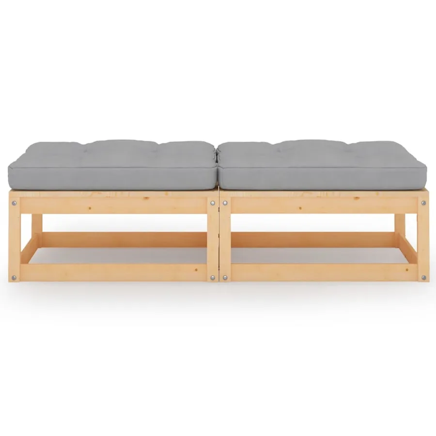 Repose-pieds de jardin avec coussins lot de 2 Bois pin solide - 2