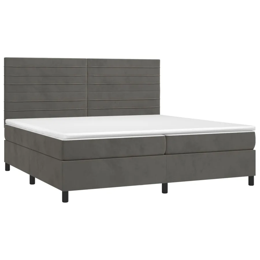 Sommier à lattes de lit avec matelas LED Gris foncé 200x200 cm - 3