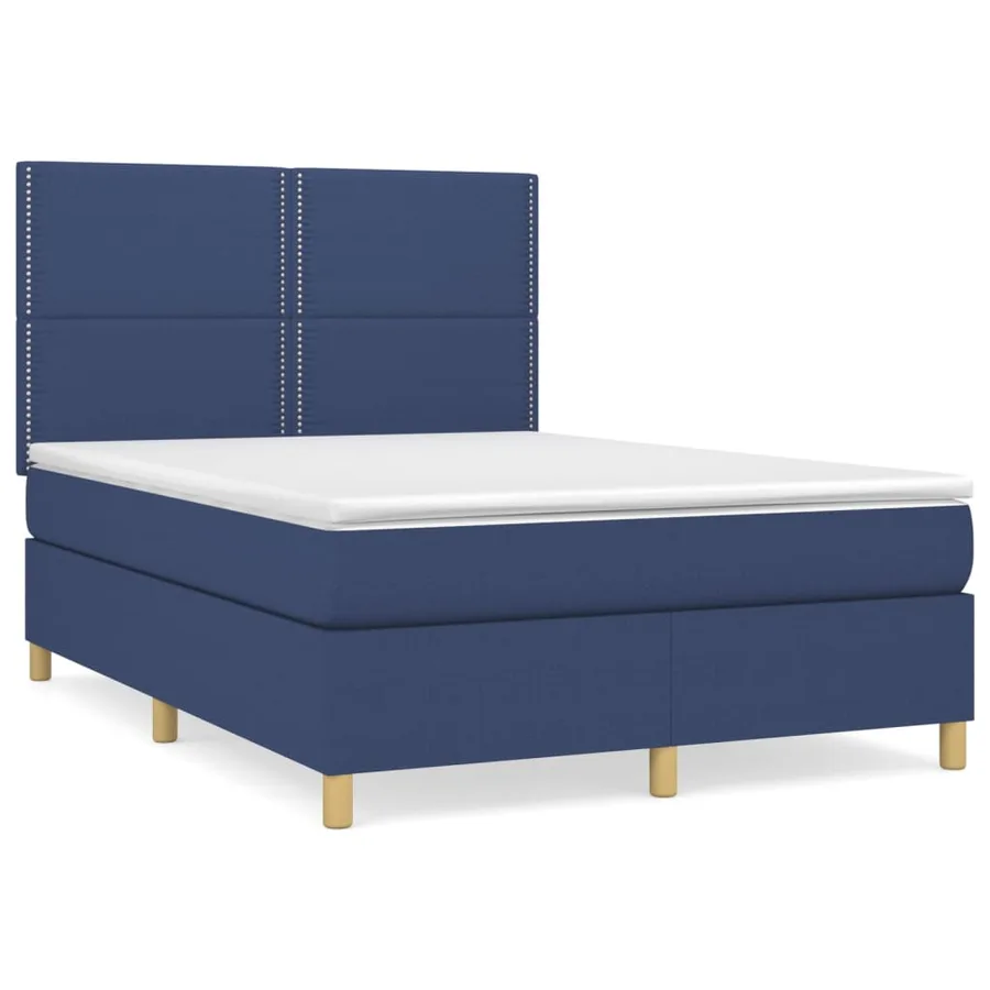 Sommier à lattes de lit avec matelas Bleu 140x190 cm Tissu - 2