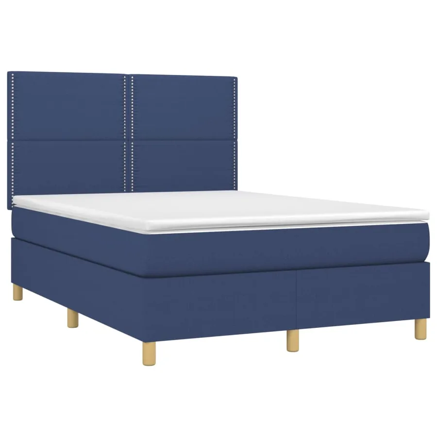 Sommier à lattes de lit avec matelas Bleu 140x190 cm Tissu - 3