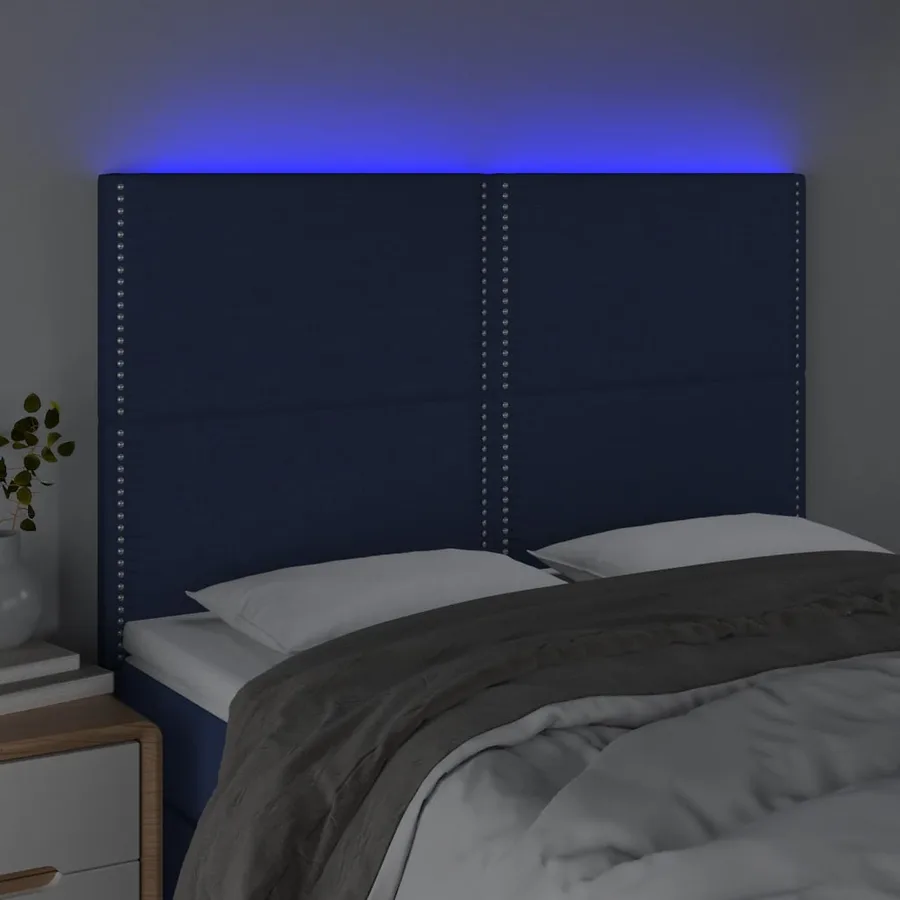 Tête de lit à LED Bleu 144x5x118/128 cm Tissu - 3