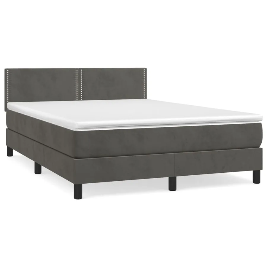 Sommier à lattes de lit et matelas Gris foncé 140x190cm Velours - 2