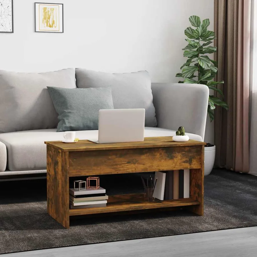 Table basse Chêne fumé 102x50x52,5 cm Bois d'ingénierie - 3