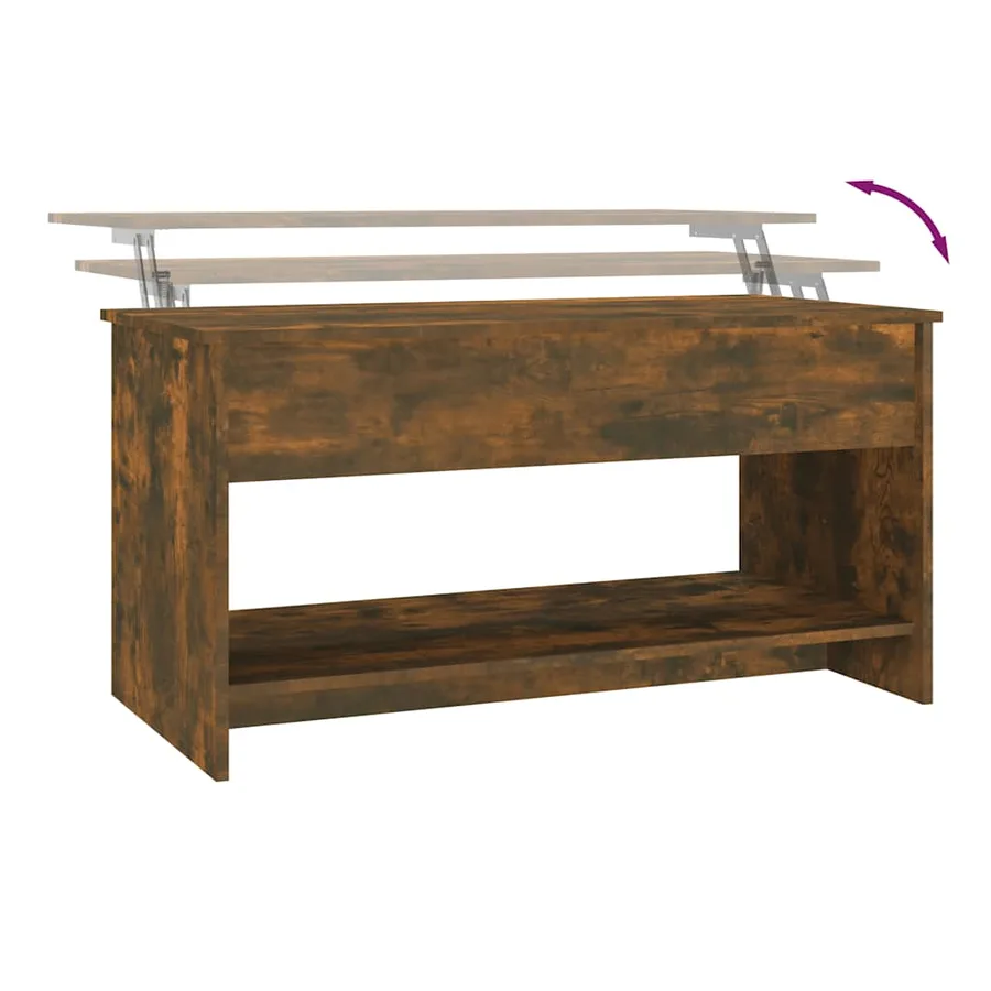Table basse Chêne fumé 102x50x52,5 cm Bois d'ingénierie - 8