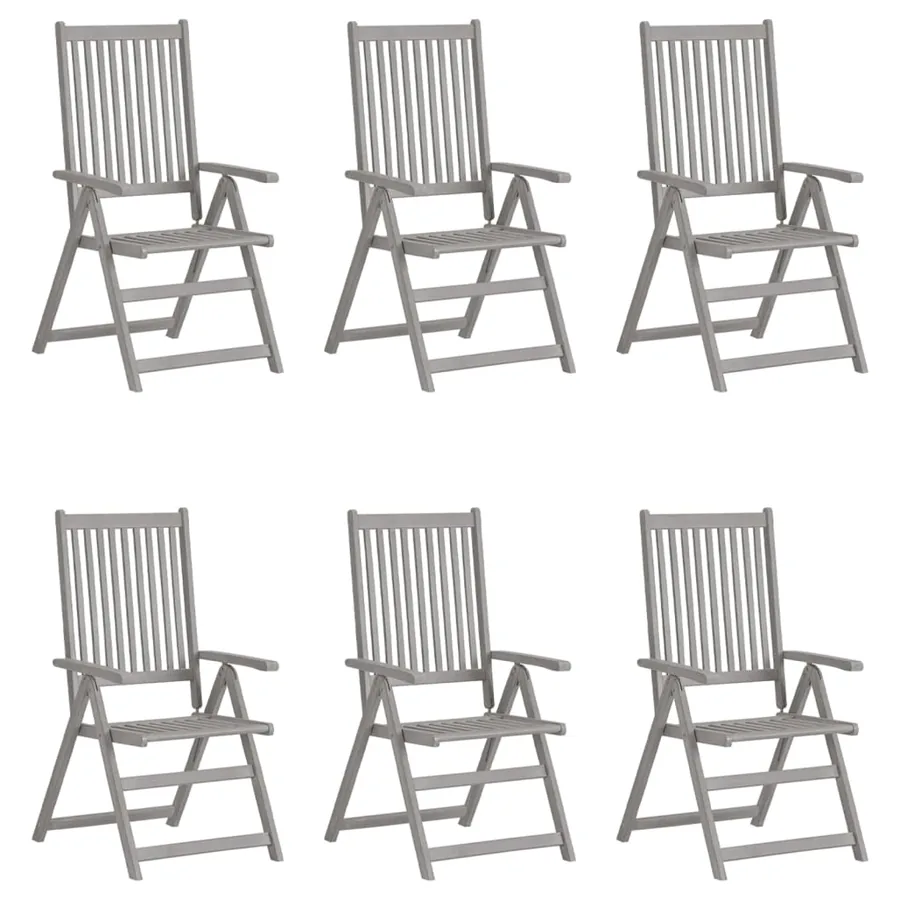 Chaises inclinables de jardin lot de 6 Gris Bois solide acacia