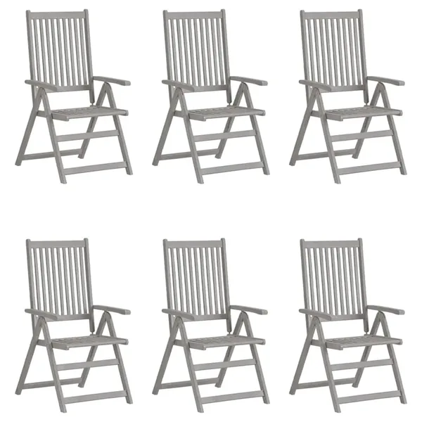 Chaises inclinables de jardin lot de 6 Gris Bois solide acacia