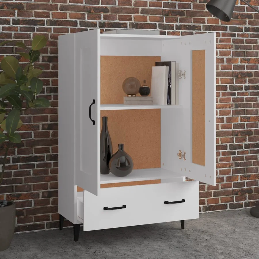 Buffet haut Blanc 70x31x115 cm Bois d'ingénierie - 3