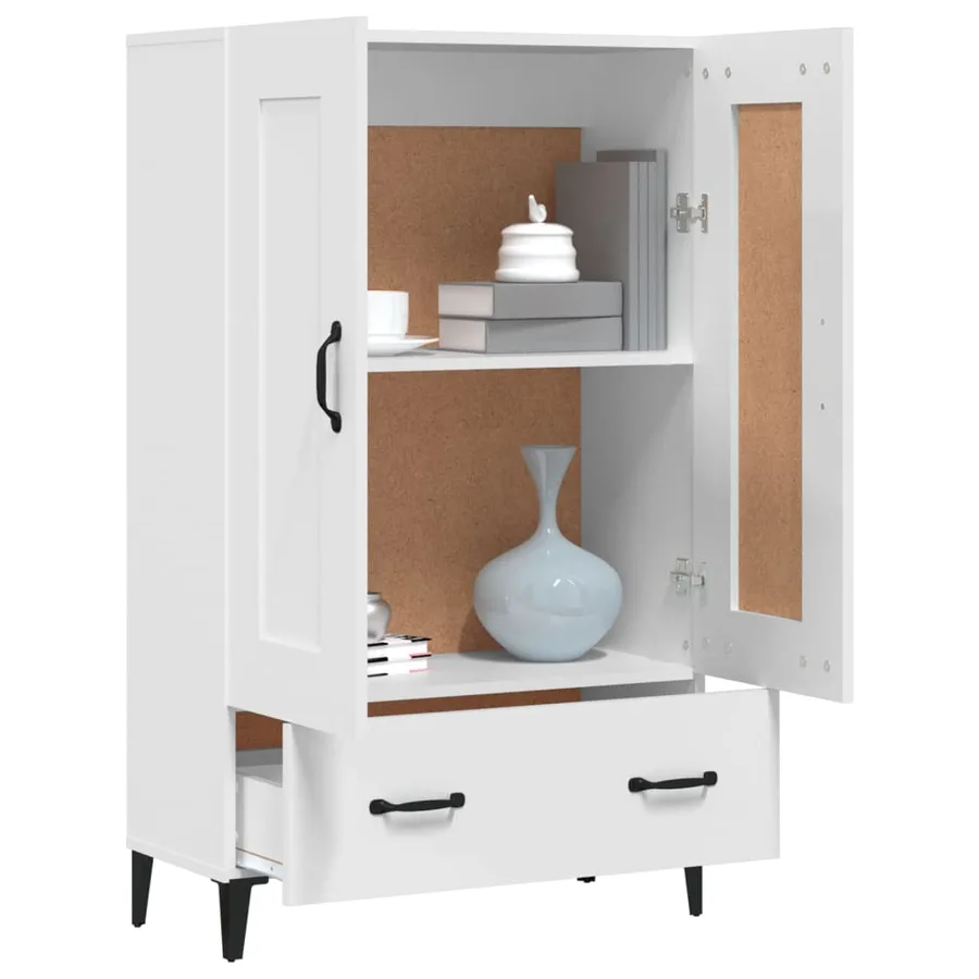 Buffet haut Blanc 70x31x115 cm Bois d'ingénierie - 4