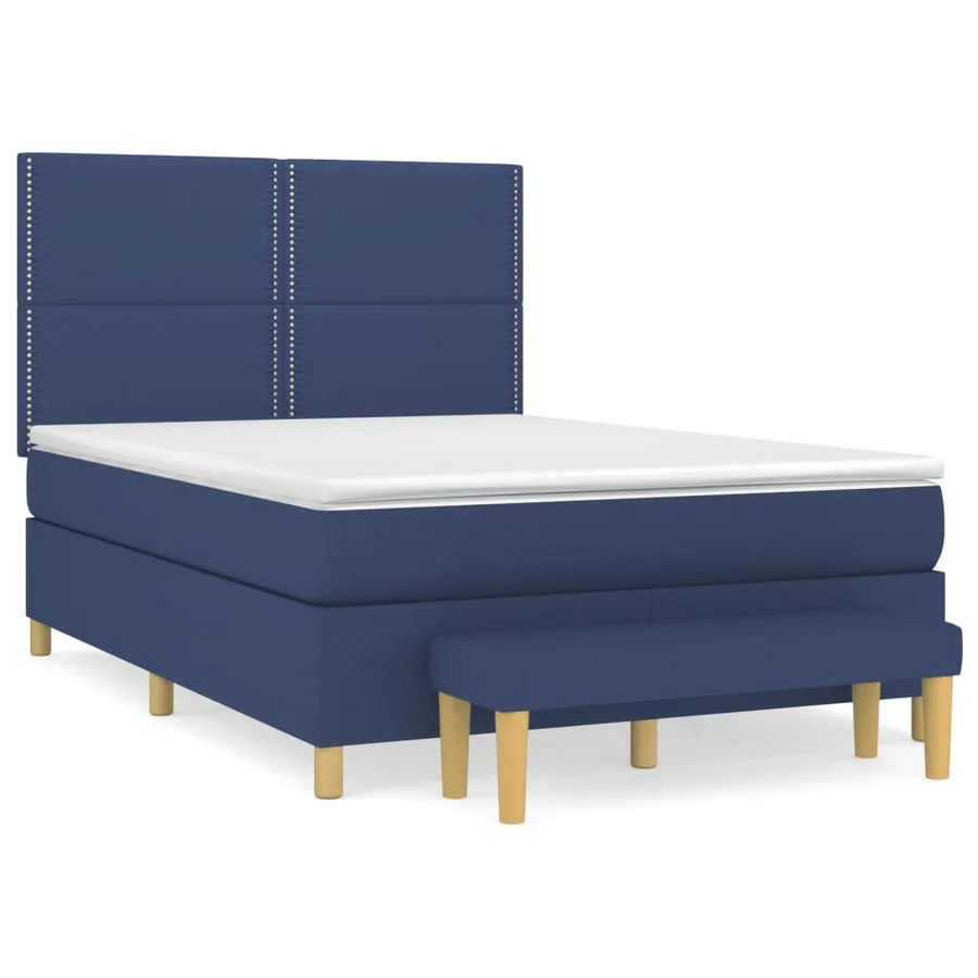 Sommier à lattes de lit avec matelas Bleu 140x200 cm Tissu - 2
