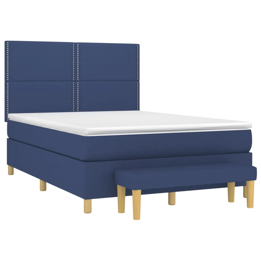 Sommier à lattes de lit avec matelas Bleu 140x200 cm Tissu - 3