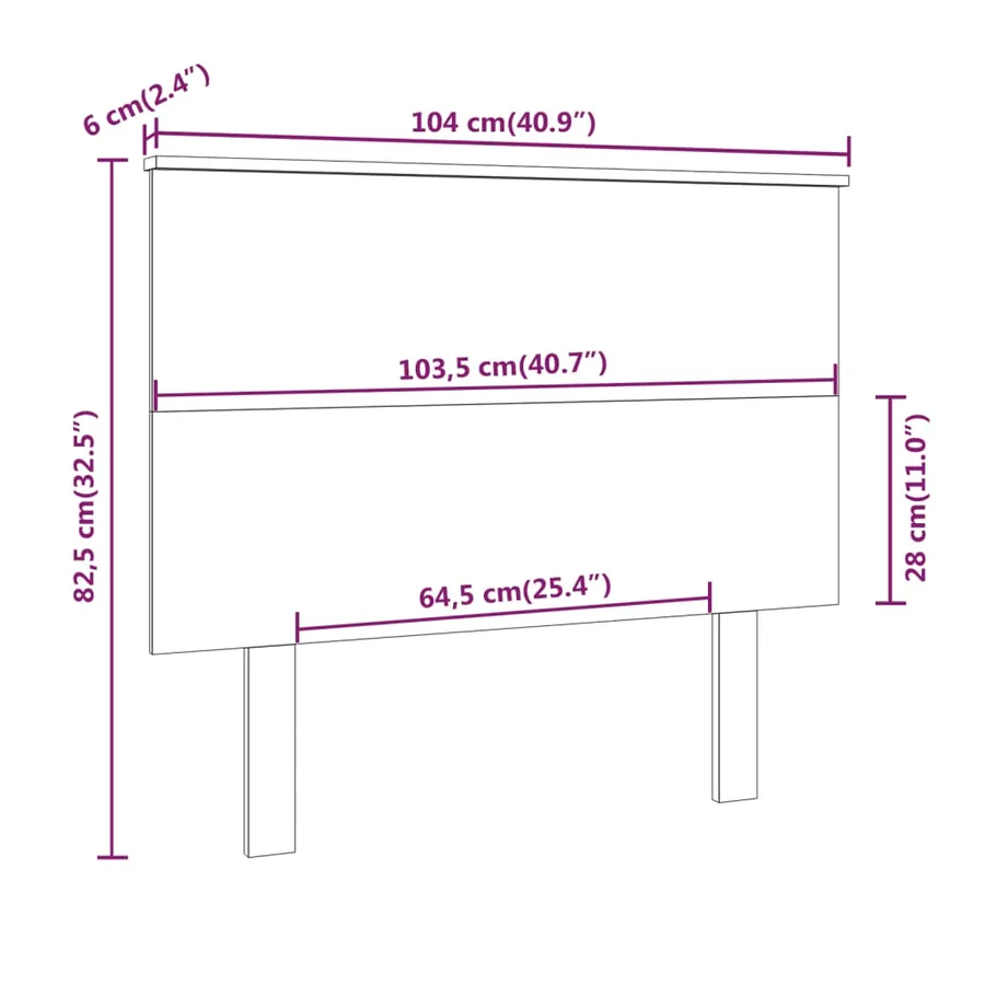 Tête de lit Blanc 104x6x82,5 cm Bois massif de pin - 6
