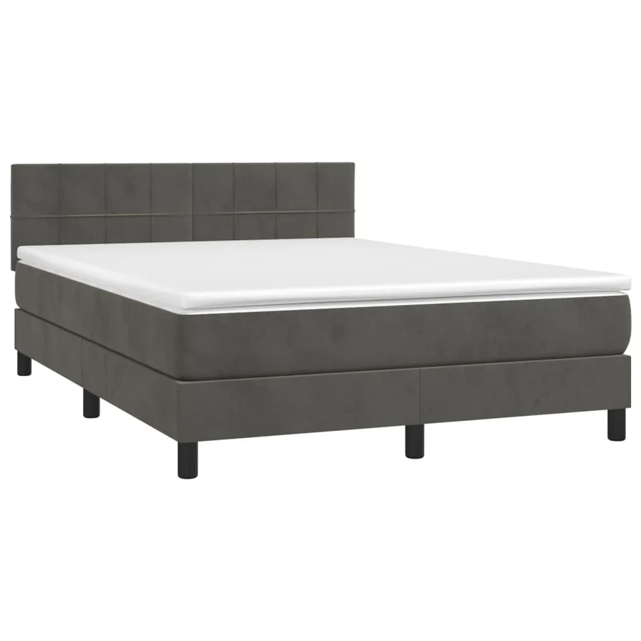 Sommier à lattes de lit avec matelas LED Gris foncé 140x190 cm - 4