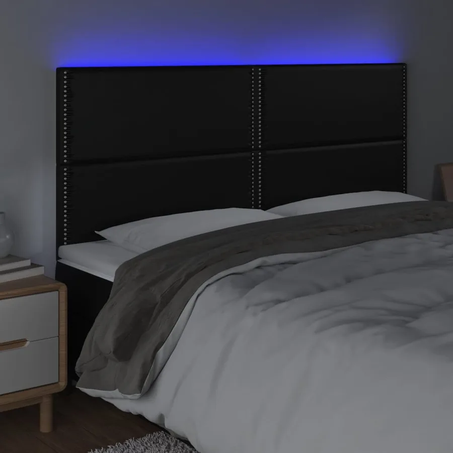 Tête de lit à LED Noir 180x5x118/128 cm Similicuir - 3