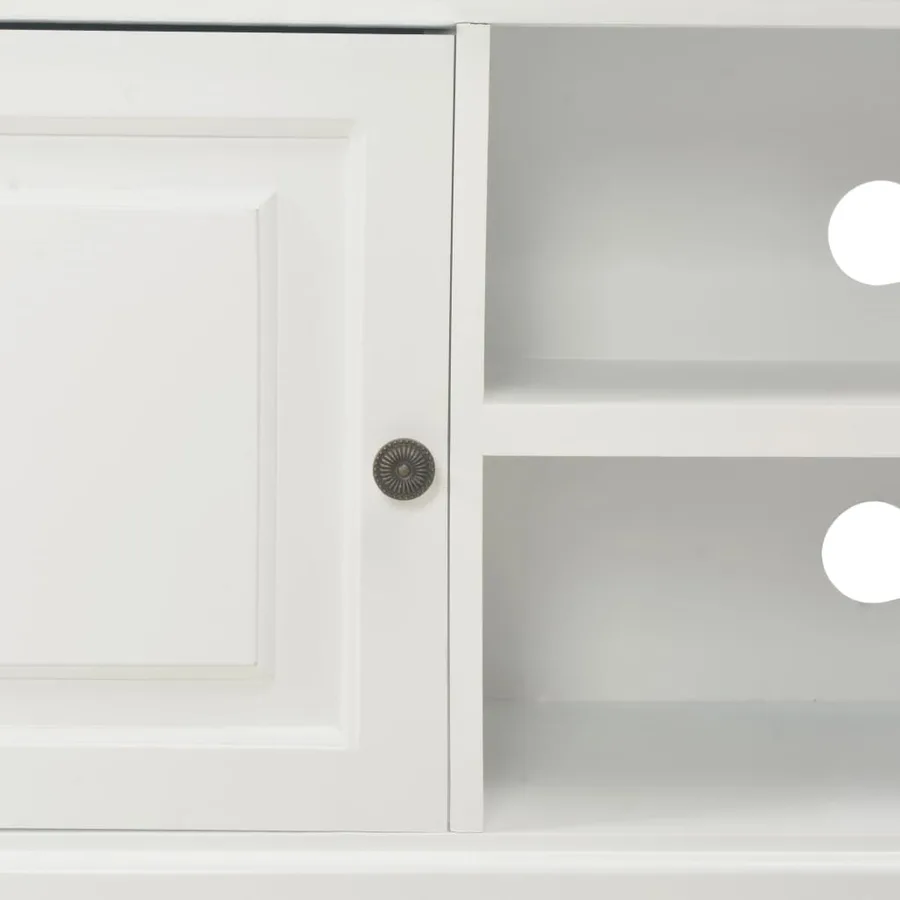 Meuble TV Blanc 90x30x40 cm Bois - 8