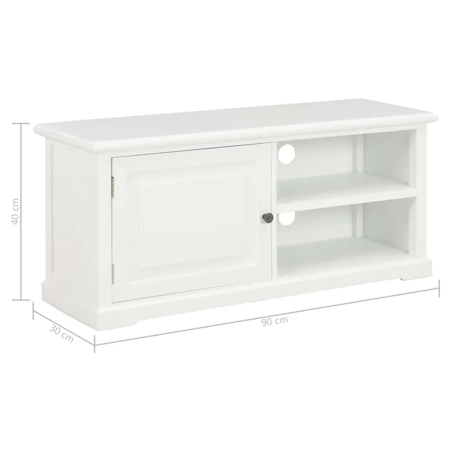 Meuble TV Blanc 90x30x40 cm Bois - 9