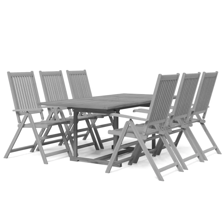 Ensemble à manger de jardin 7 pcs Bois d'acacia massif - 2