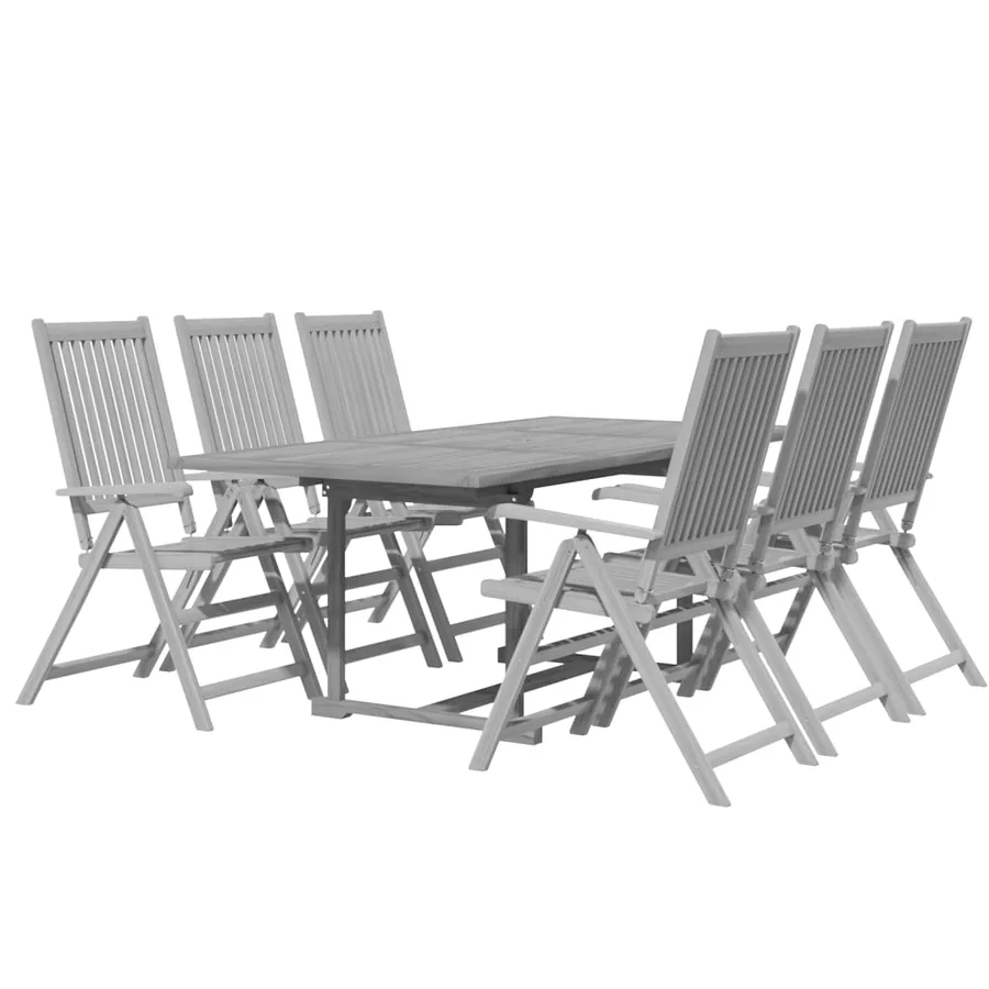 Ensemble à manger de jardin 7 pcs Bois d'acacia massif - 3