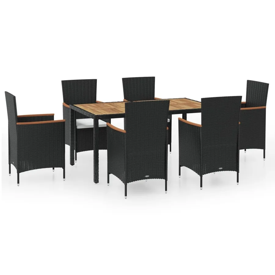 Ensemble à manger d'extérieur 7pcs avec coussins Résine tressée - 2
