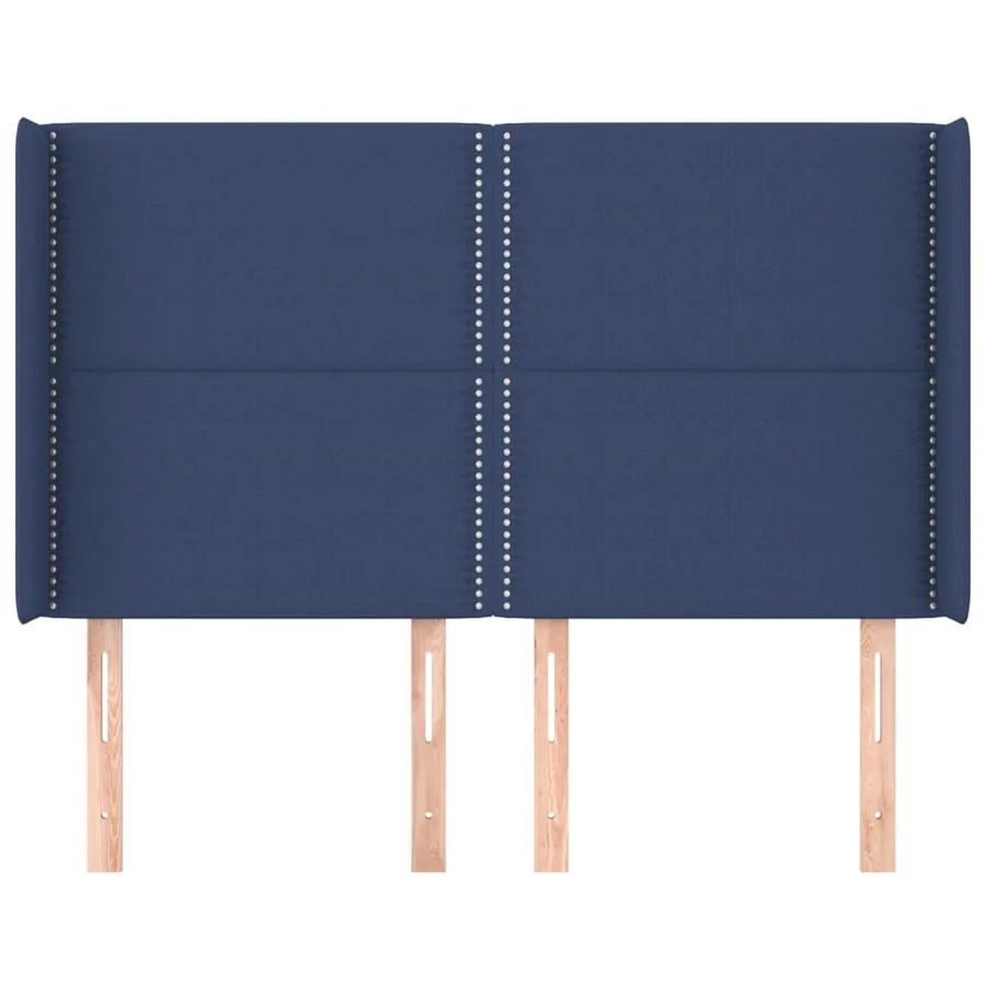 Tête de lit avec oreilles Bleu 147x16x118/128 cm Tissu - 3
