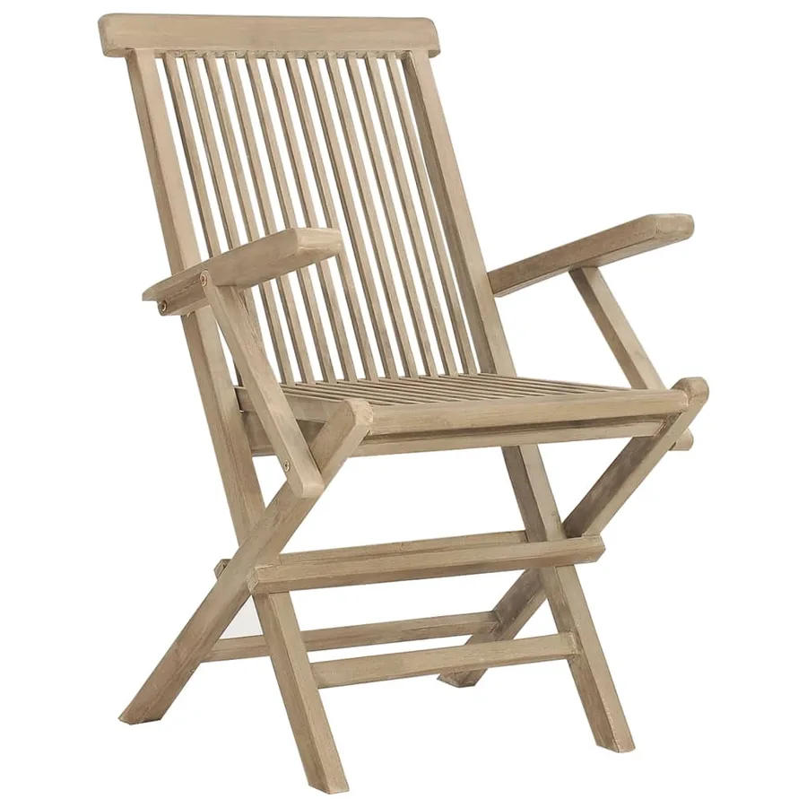 Salon de jardin 7 pcs gris bois de teck solide - 5