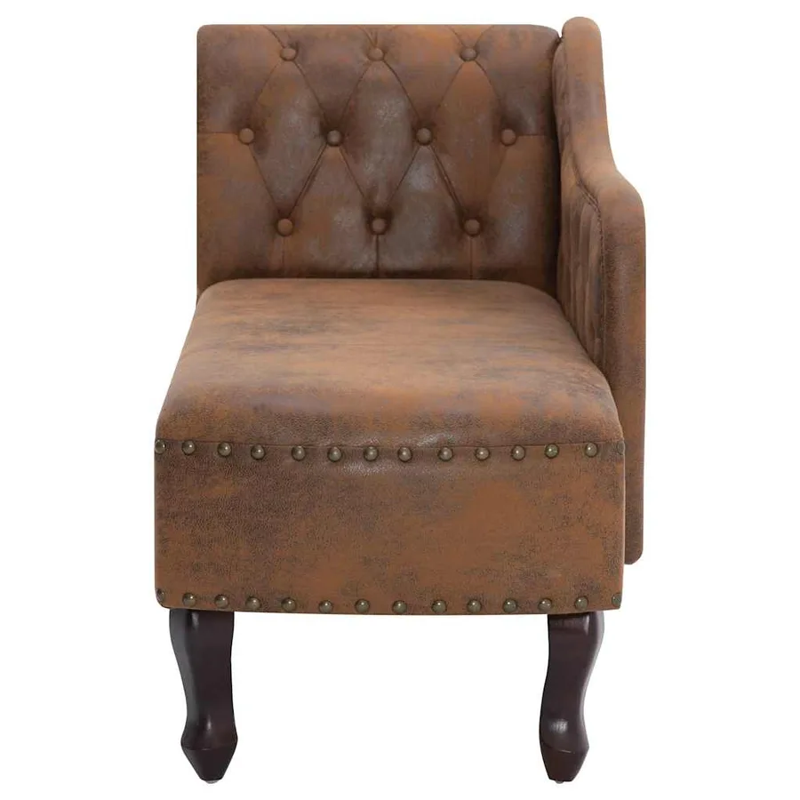 Chaise longue Marron Similicuir daim - 4