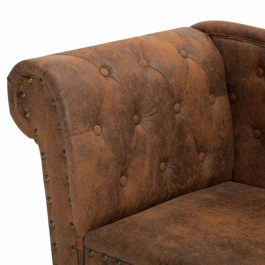 Chaise longue Marron Similicuir daim - 5