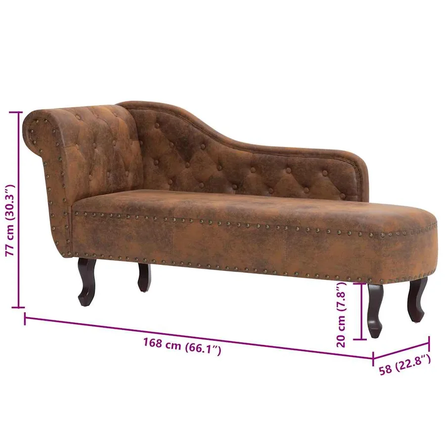 Chaise longue Marron Similicuir daim - 8