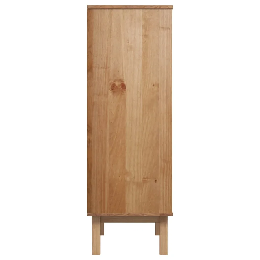 Buffet haut OTTA marron et blanc 85x43x125 cm bois massif pin - 5