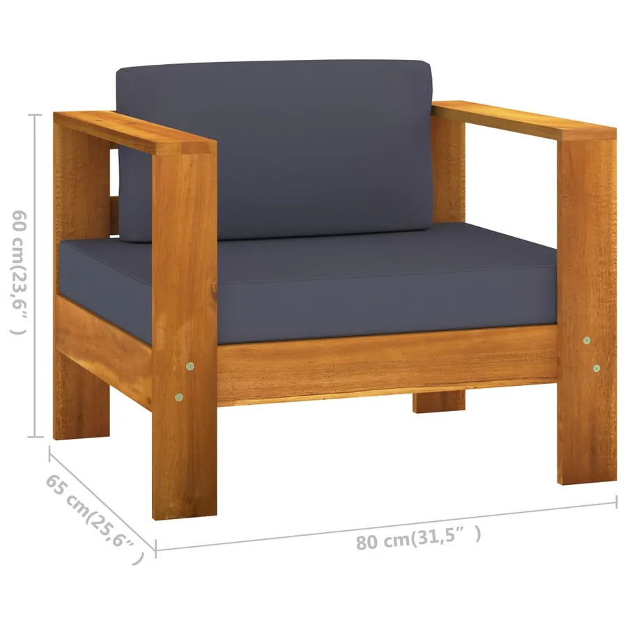 Salon de jardin 10 pcs avec coussins gris foncé Bois d'acacia - 10