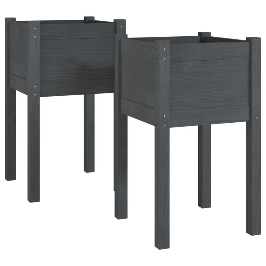 Jardinières d'extérieur 2pcs Gris 40x40x70cm Bois de pin massif - 2
