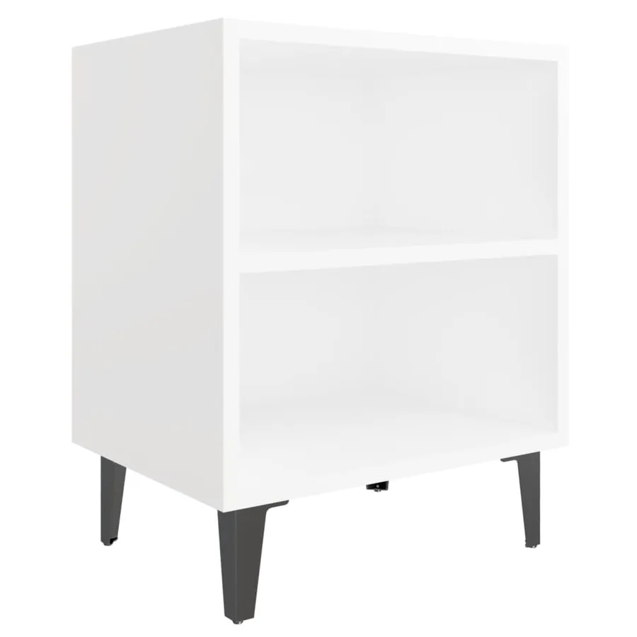 Table de chevet avec pieds en métal blanc 40x30x50 cm - 2
