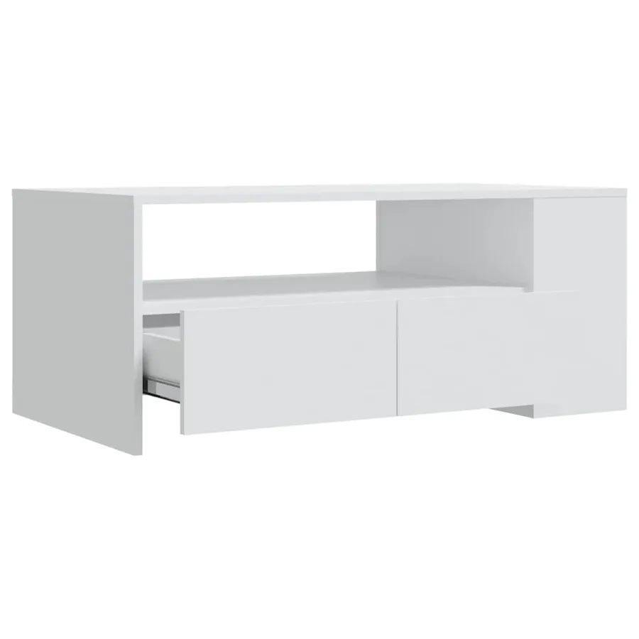 Table basse blanc 102x55x42 cm bois d'ingénierie - 4
