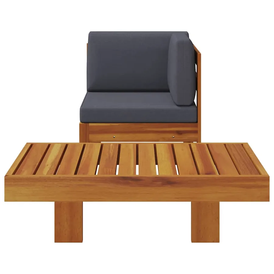 Salon de jardin 2 pcs avec coussins gris foncé Bois d'acacia - 3